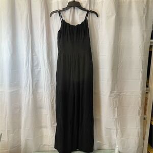 Hollister Smocked Stretch Bodice Wide Leg Women Sz XL Jumpsuit Romper Black Boho